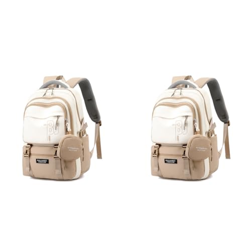 PALAY® Casual Backpack With Cute Accessory 18.1 Inch Bookbag Pendant Laptop Bag Lightweight Travel Beige 2 PCS PALAY® Casual Backpack With Cute Accessory 18.1 Inch Bookbag Pendant Laptop Bag Lightweight Travel Beige 2 PCS